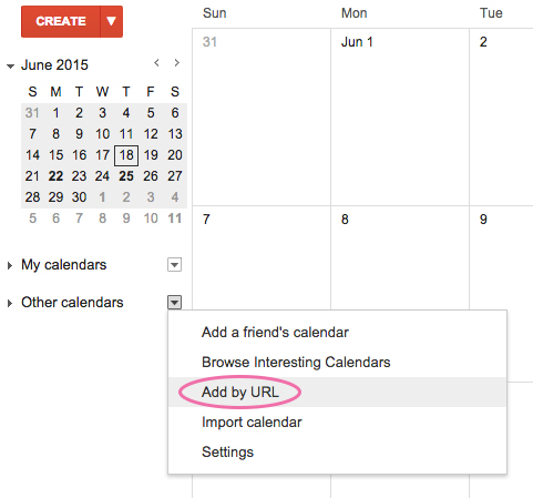 Add by URL on google calendar