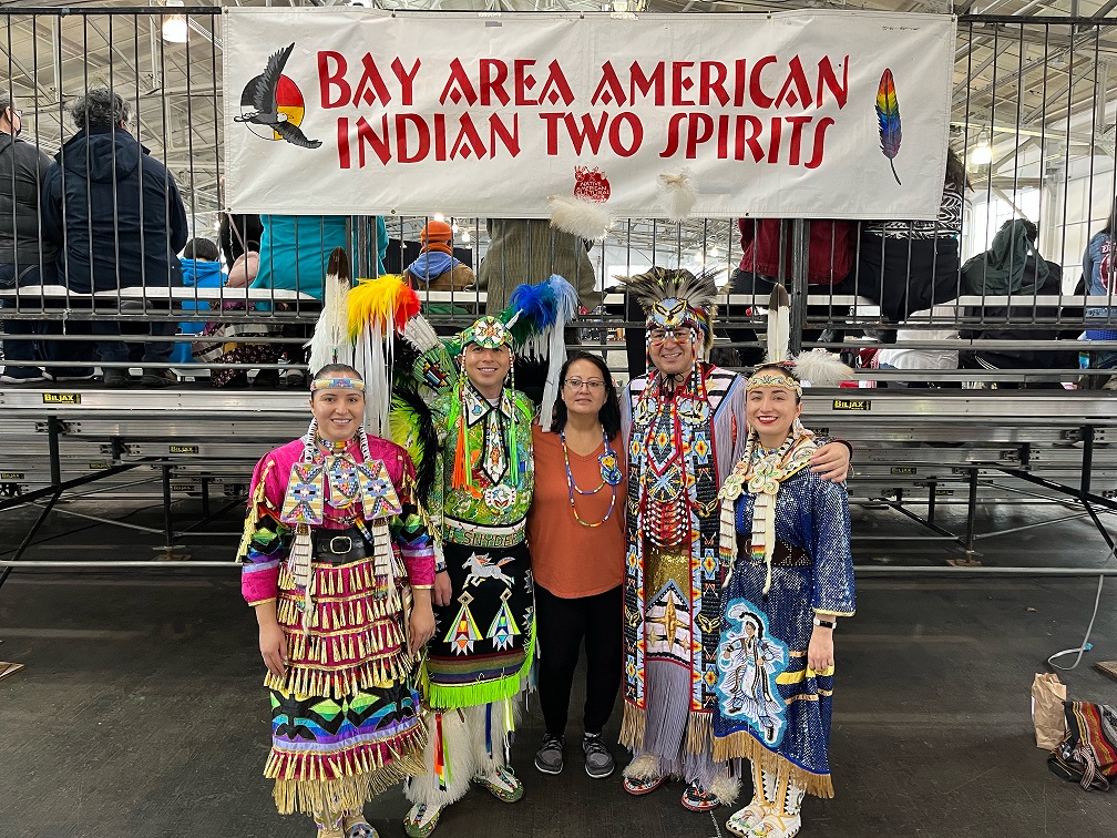 Shelby Snyder and her family at the 2023 BAAITS Powwow in San Francisco, CA.