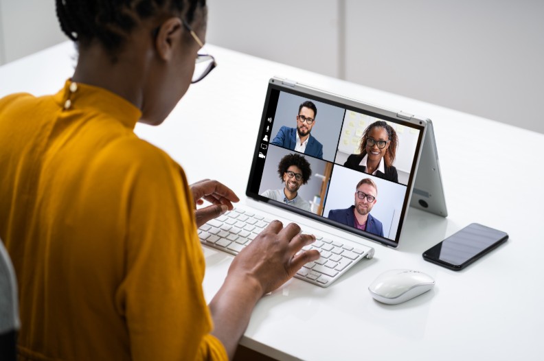 Virtual Interview Panel on Laptop