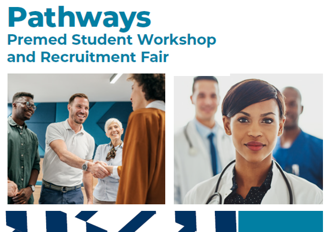 Pathways Fair image compilation includes two photos of healthcare providers and other professionals and decorative graphic elements.