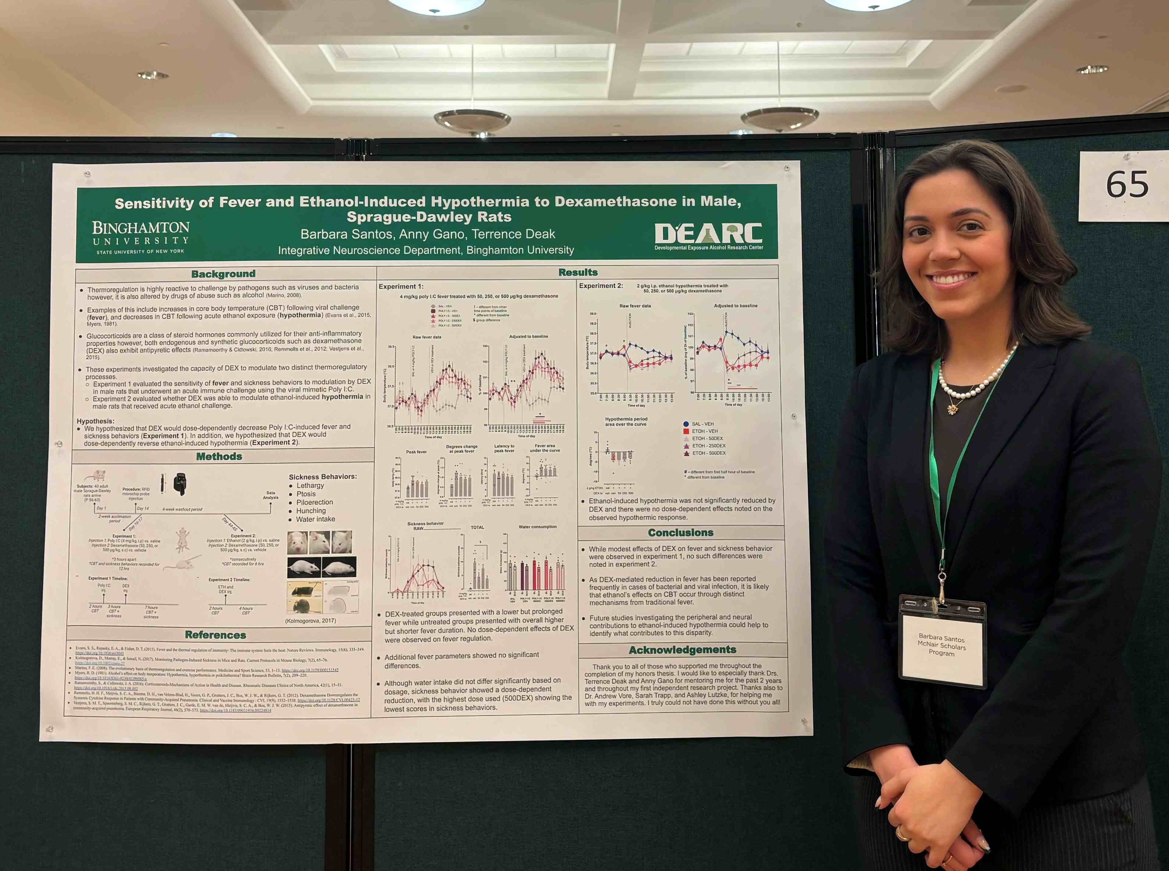 Barbara shares her research during a poster presentation at Binghamton University.