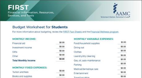 Budget Worksheet for Students A budget worksheet for medical students