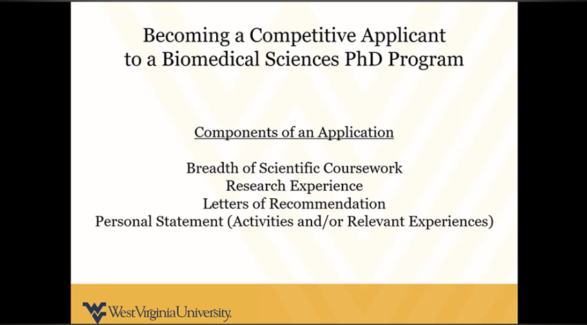 Title Card that says Becoming a Competitive Applicant to a Biomedical Sciences PhD Program