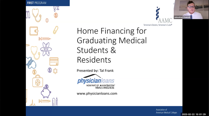 Title card that says Home Financing for Graduating Medical Students and Residents