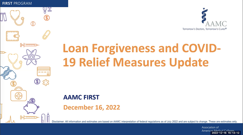 Title card that says Loan Forgiveness and COVID-19 Relief Measures Update